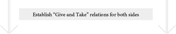 Establish “Give and Take” relations for both sides